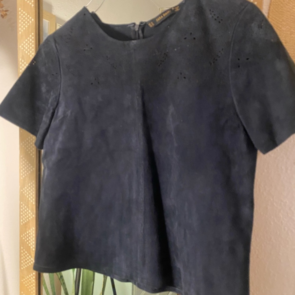 Zara Navy Suede top